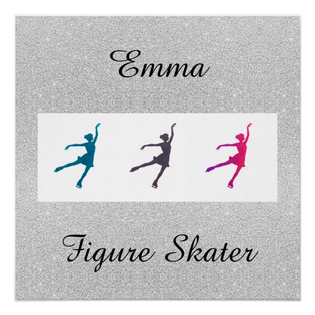 Figure Skating Sparkle Glossy Poster w/ Her Name (Front)