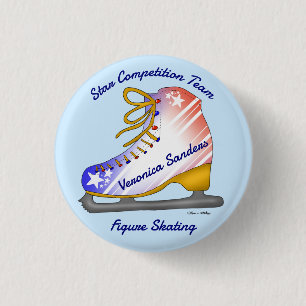 Figure Skating Stars and Stripes 3 Cm Round Badge