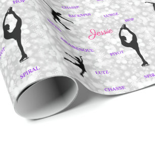 Figure Skating Typography Wrapping Paper w/ Name