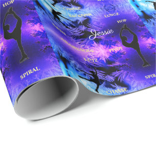 Figure Skating Typography Wrapping Paper w/ Name