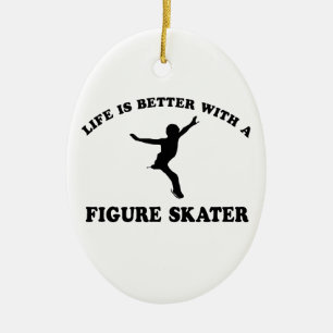 Figure Skating Vector Designs Ceramic Ornament