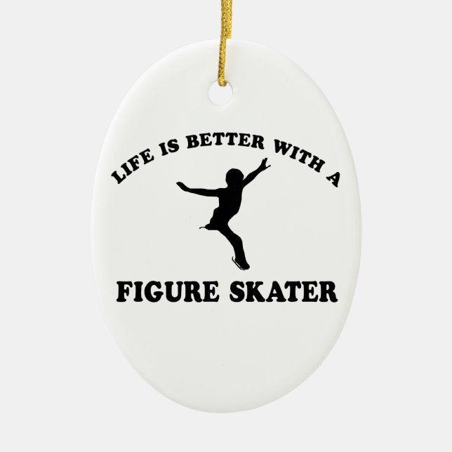 Figure Skating Vector Designs Ceramic Ornament (Front)