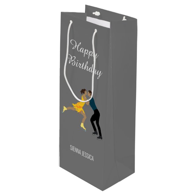 Figure Skating Wine Gift Bag (Front Angled)
