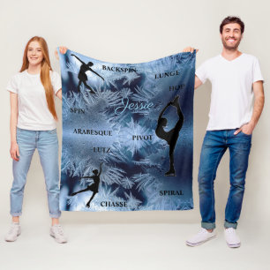 Figure Skating Words Frozen Typography w/ Name Fleece Blanket