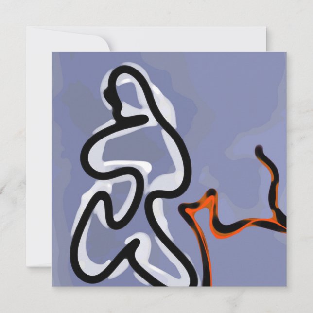 Figure with Feline: Abstract Blue, Orange, B & W (Front)