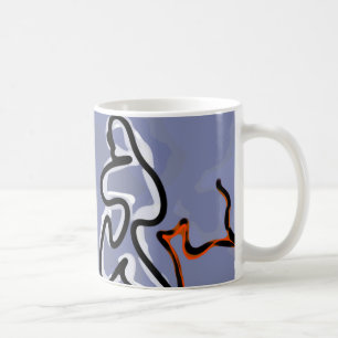 Figure with Feline: Abstract Blue, Orange, B & W Coffee Mug