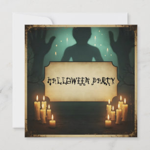 Figure with Placque Halloween Party Invitation