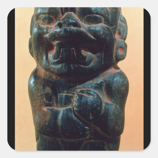 Figure with the head of a Jaguar Square Sticker (Front)