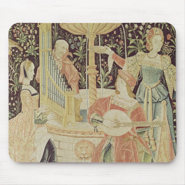 Figures around a fountain mouse pad (Front)