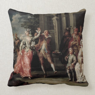 Figures Dancing Outside a Palace (pair with 59640) Cushion