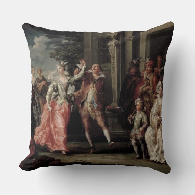 Figures Dancing Outside a Palace (pair with 59640) Cushion (Front)