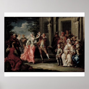 Figures Dancing Outside a Palace (pair with 59640) Poster