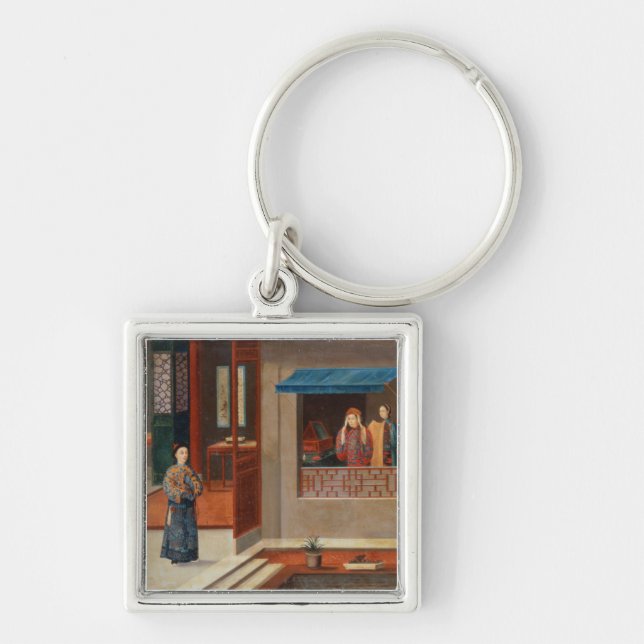 Figures in a dressing room interior key ring (Front)