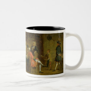 Figures in a Tavern or Coffee House, 1720s (oil on Two-Tone Coffee Mug