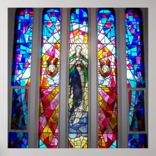 Figures in Stained Glass Window Poster