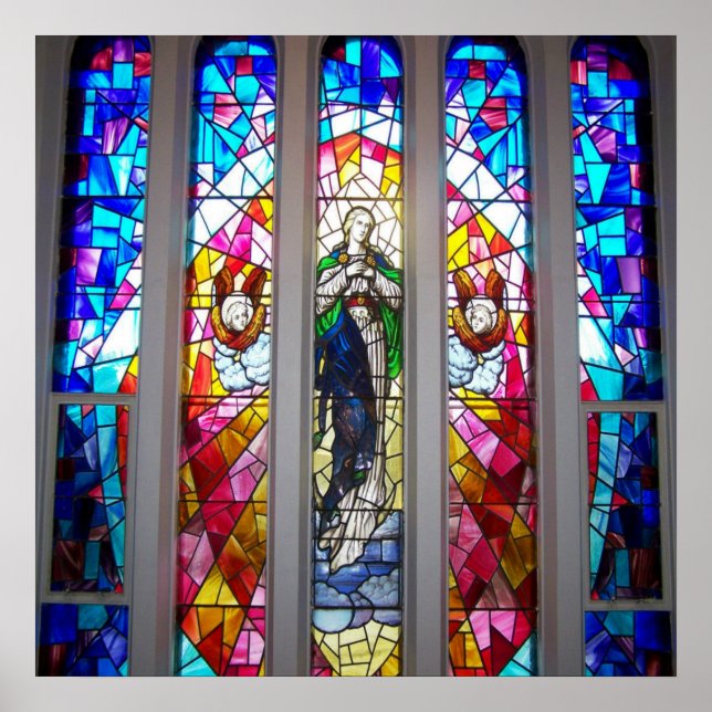 Figures in Stained Glass Window Poster (Front)