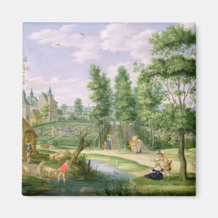Figures in the Grounds of a Country House Magnet