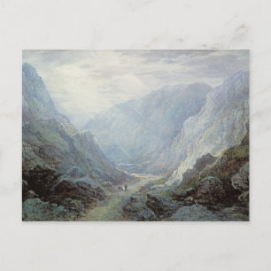 Figures Resting On The Pathway Through A Rocky Gor Postcard