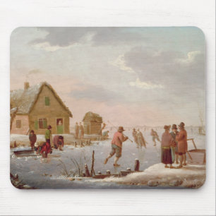 Figures Skating in a Winter Landscape Mouse Pad