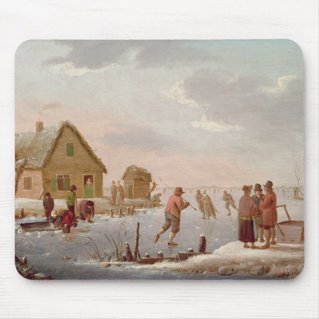 Figures Skating in a Winter Landscape Mouse Pad (Front)