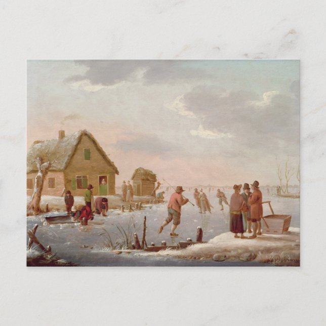 Figures Skating in a Winter Landscape Postcard (Front)