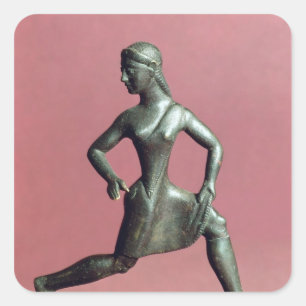 Figurine of a girl running, square sticker