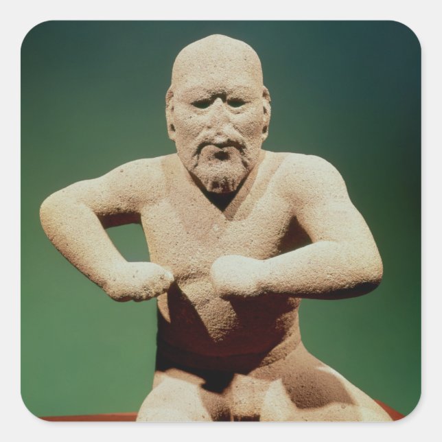 Figurine of a wrestler square sticker (Front)