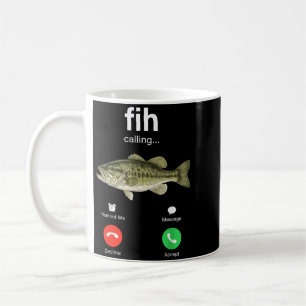 Fih Calling Decline Accept Phone Call Funny Fish Coffee Mug