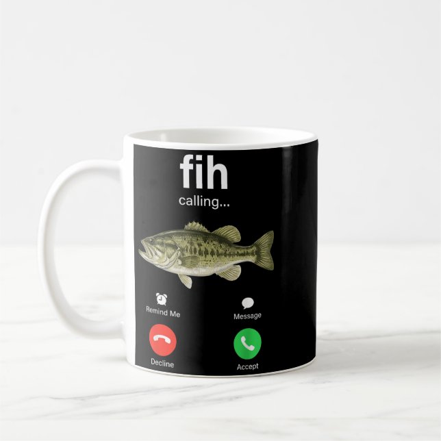 Fih Calling Decline Accept Phone Call Funny Fish Coffee Mug (Left)