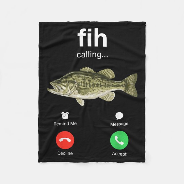 Fih Calling Decline Accept Phone Call Funny Fish Fleece Blanket (Front)