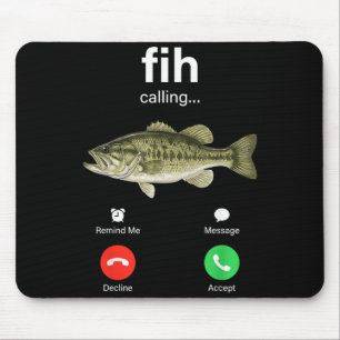 Fih Calling Decline Accept Phone Call Funny Fish Mouse Pad