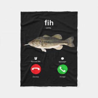 Fih Calling Smoking Fish Funny Fishing Meme Angler Fleece Blanket