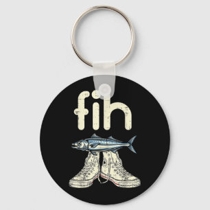 Fih Canvas Shoe Fish Funny Saying Humour Meme Men Key Ring