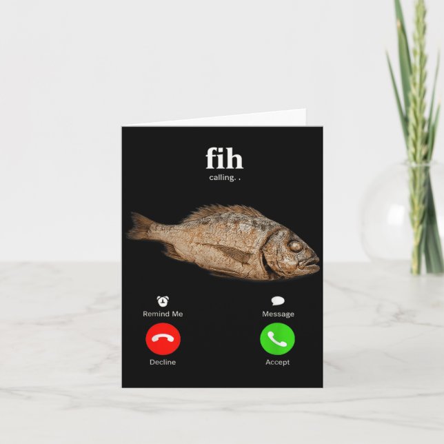 Fih Is Calling Funny Fish Decline Accept Phone Card (Front)