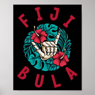Fiji Bula Tropical Flowers Beach Vacation Fiji Sur Poster