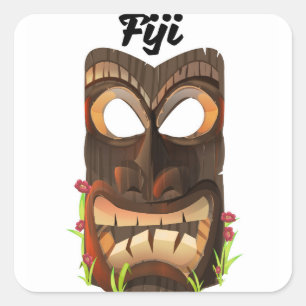 Fiji carved mask square sticker