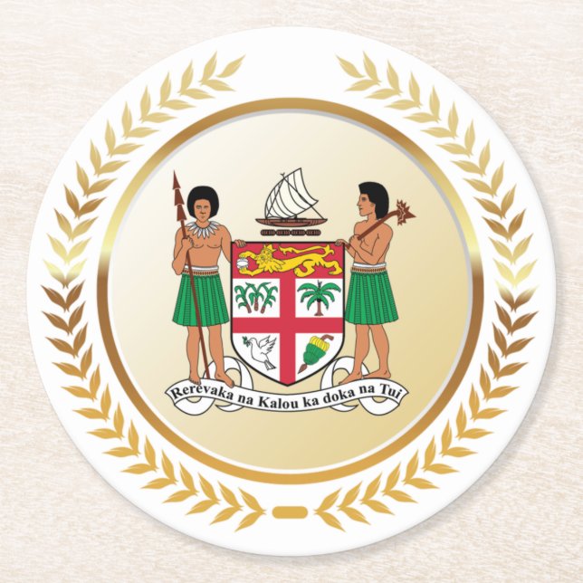 Fiji Coat of Arms Round Paper Coaster (Front)