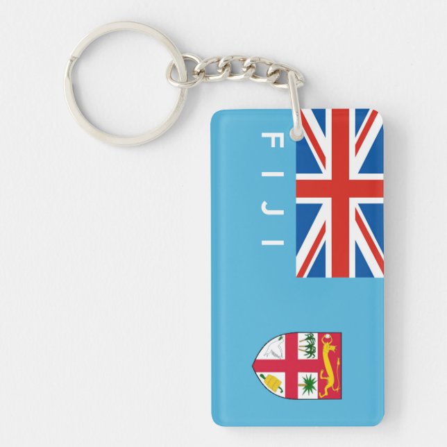 fiji country flag text name key ring (Front)