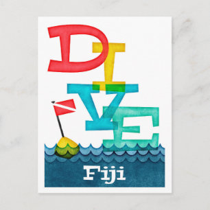 Fiji Dive - Colourful Scuba Postcard