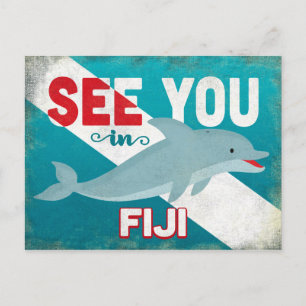 Fiji Dolphin - Retro Vintage Travel Postcard