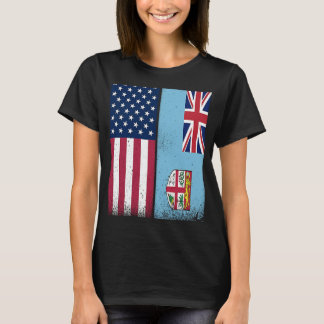 Fiji Fijian American Flags Proud USA Fiji T-Shirt