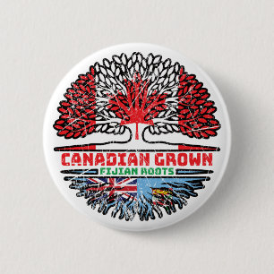 Fiji Fijian Canadian Canada Tree Roots Flag 6 Cm Round Badge