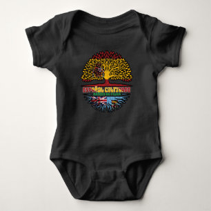 Fiji Fijian Spain Spanish Tree Roots Flag Baby Bodysuit