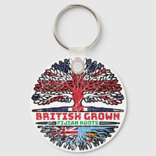 Fiji Fijian Uk United Kingdom British Tree Roots Key Ring