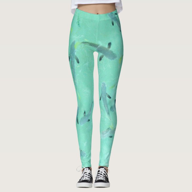 Fiji fish swimming in clear blue water leggings (Front)