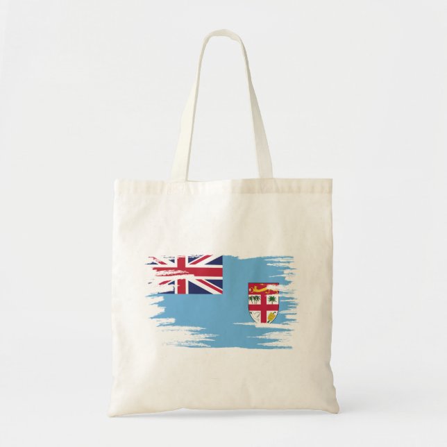 Fiji Flag Brush Art Tote Bag (Front)