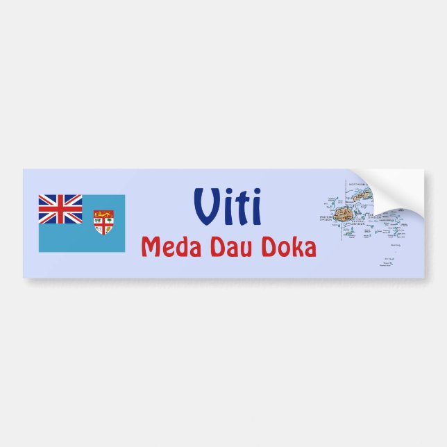 Fiji Flag + Map Bumper Sticker (Front)