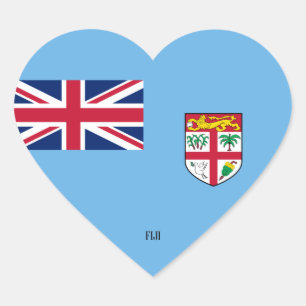 Fiji Flag Splendid Patriotic Heart Sticker