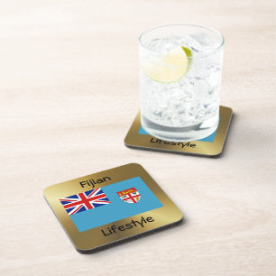 Fiji Flag+Text Coaster