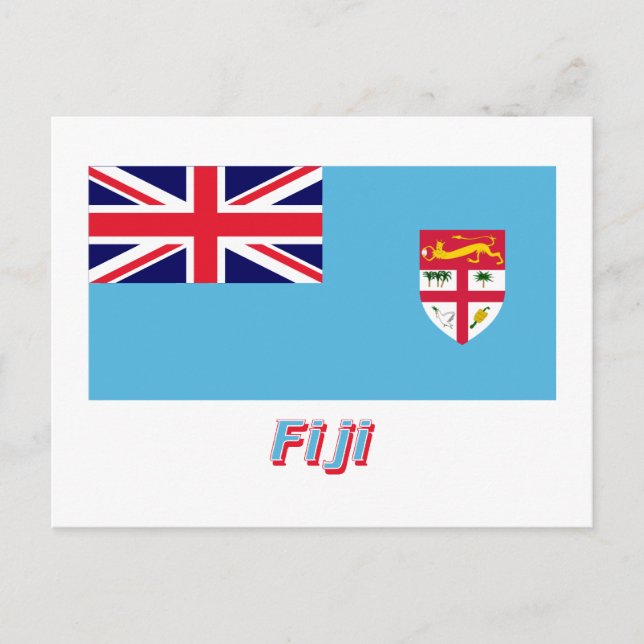 Fiji Flag with Name Postcard (Front)